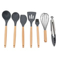 Gibson Home Holton 7pc Kitchen Tools & Gadgets Set - Beech Wood Handle - Nylon/Silicone Head - Gift Box