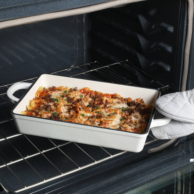 Crock-Pot Artisan 13" Enamel Cast Iron Lasagna Pan - Matte Linen - Rectangle - Color Sleeve w/ Remailer