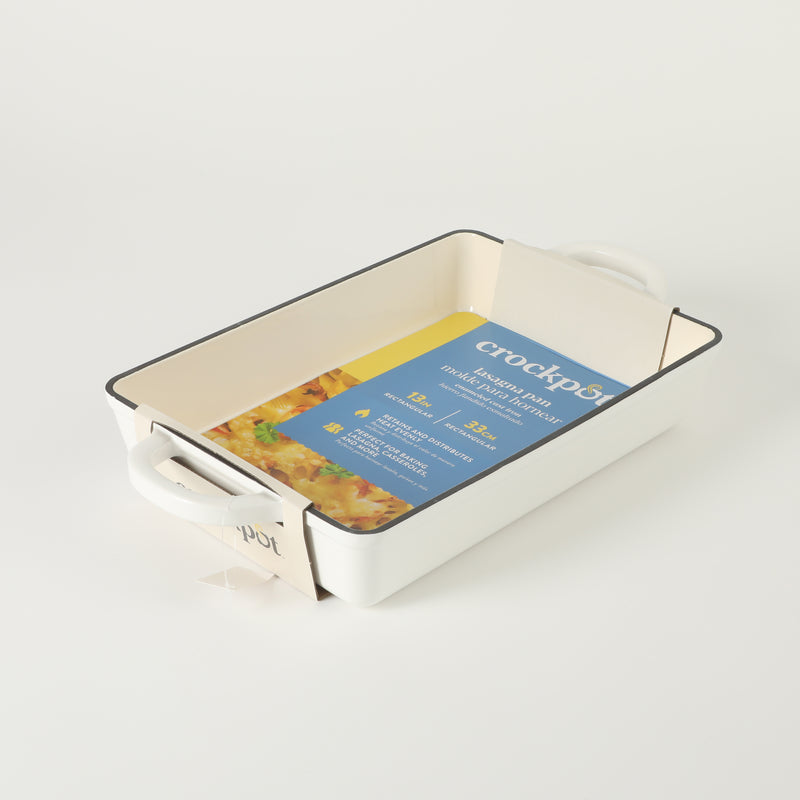 Crock-Pot Artisan 13" Enamel Cast Iron Lasagna Pan - Matte Linen - Rectangle - Color Sleeve w/ Remailer