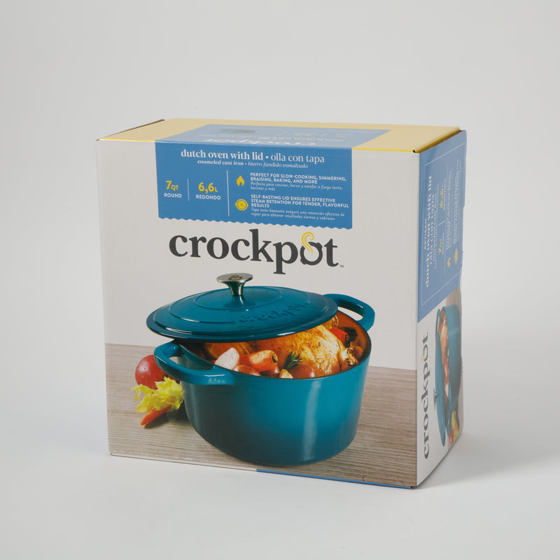 Crock-Pot Artisan 7qt Enamel Cast Iron Dutch Oven w/ Lid - Round - Gift Box w/ Remailer