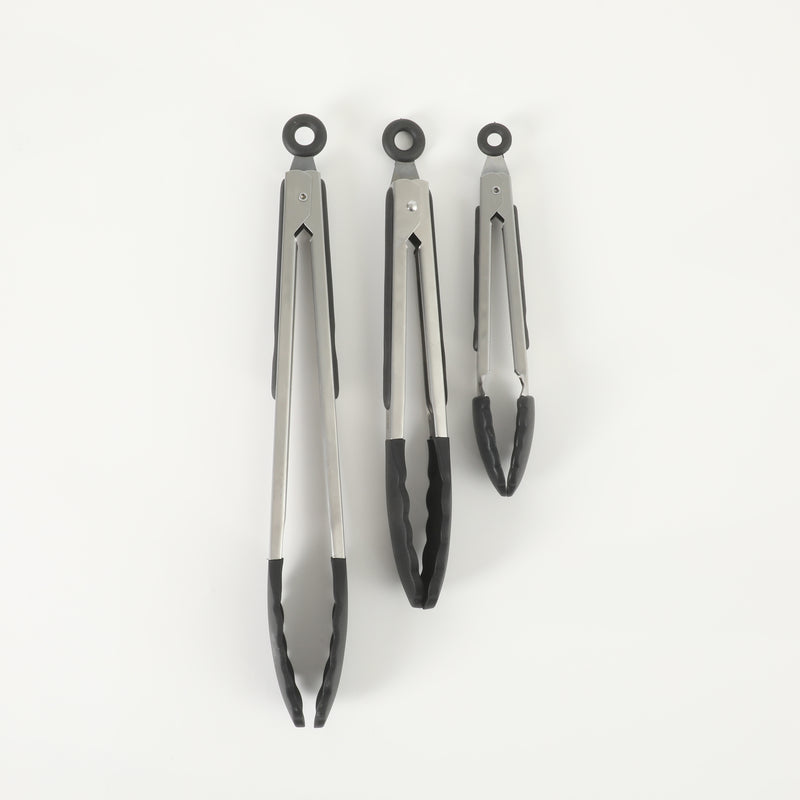 Oster Baldwyn 3pc Stainless Steel Tongs Set - Nylon/SS/TPR Handle - Tie Card