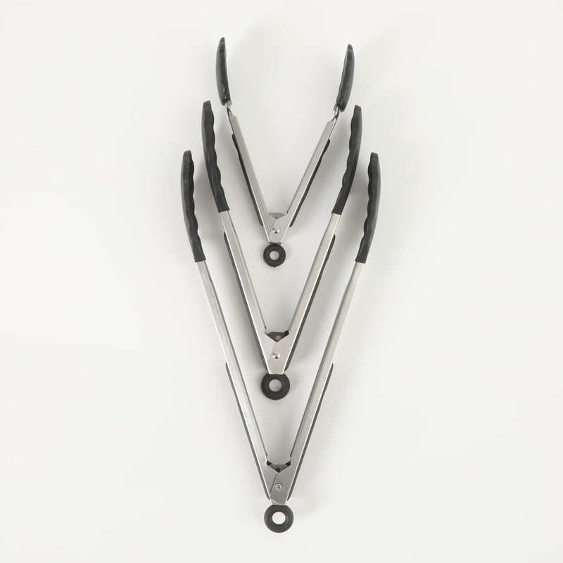 Oster Baldwyn 3pc Stainless Steel Tongs Set - Nylon/SS/TPR Handle - Tie Card
