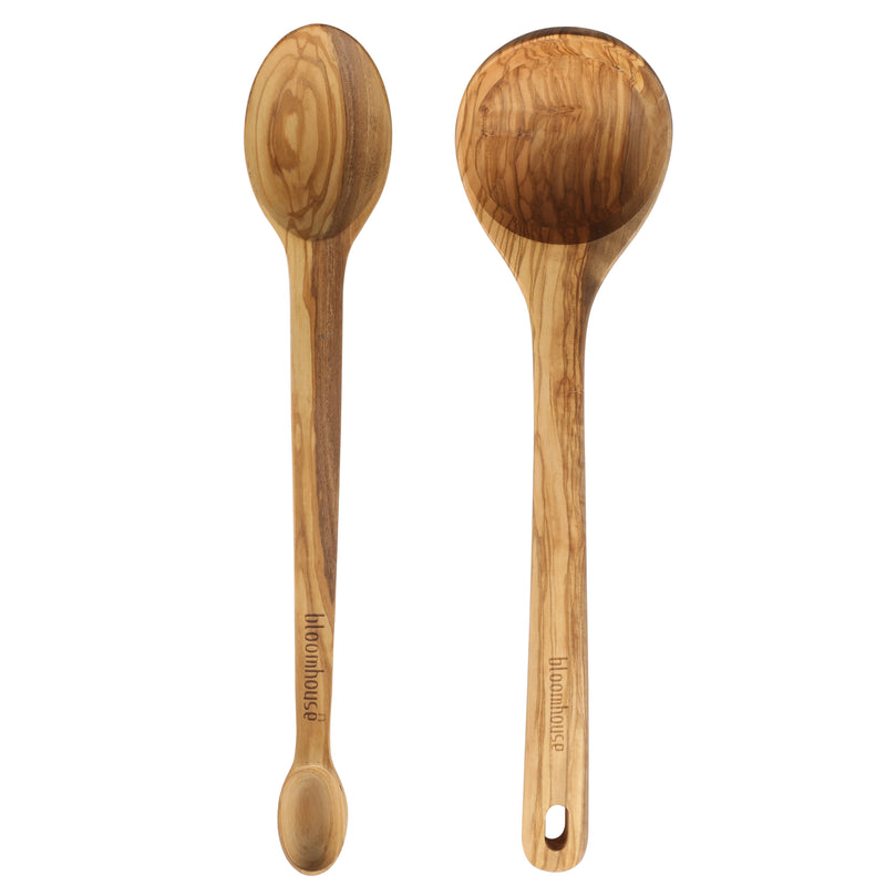 Bloomhouse 2pc 14" Olive Wood Ladle & Tasting Spoon - Hang Tag w/ Remailer