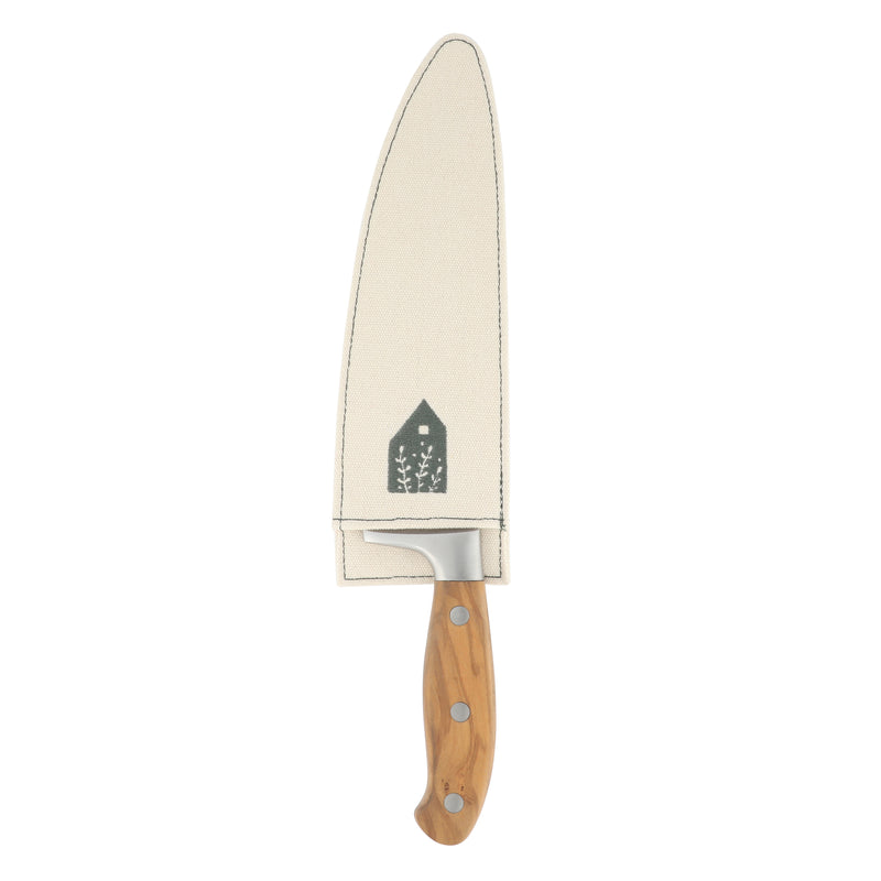 Bloomhouse 8" German Steel Chef Knife - Olive Wood Forged Handle - Stainless Steel - Gift Box w/ Remailer