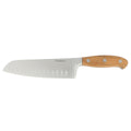 Bloomhouse 7" German Steel Santoku Knife - Olive Wood Forged Handle - Stainless Steel - Gift Box w/ Remailer