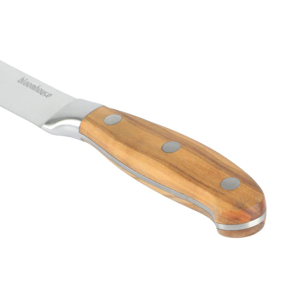 Bloomhouse 5" German Steel Utility Knife - Olive Wood Forged Handle - Stainless Steel - Gift Box w/ Remailer