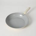 Gibson Home Barnsdall 12" Aluminum Frying Pan - Linen - Grey Ceramic Nonstick Interior - Soft Touch Handle - Forged Look - Color Label