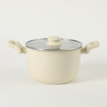 Gibson Home Barnsdall 5qt Aluminum Stock Pot w/ Glass Lid - Linen - Grey Ceramic Nonstick Interior - Soft Touch Handle - Forged Look - Color Label