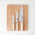 Martha Stewart Everyday Keswick 4pc Stainless Steel Cutlery Set w/ Sheaths & Wood Cutting Board - Linen - Pistol Grip PP Handle - Clam Pack