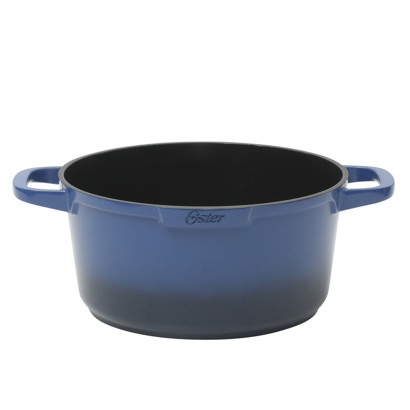 Oster Amberton 10pc Cast Aluminum Cookware Set w/ Kitchen Tools & Felts - Blue - Black Nonstick Interior - Induction Base - Gift Box