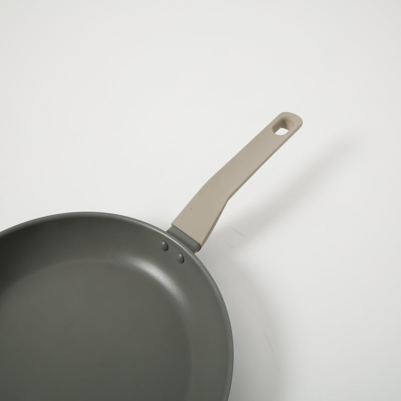 Oster Ambrose Forged 10" Aluminum Frying Pan - Taupe - Nonstick - Induction Base - Soft Touch Handle - Color Sleeve