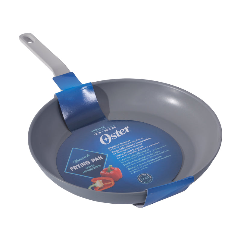 Oster Ambrose Forged 12" Aluminum Frying Pan - Taupe - Nonstick - Induction Base - Soft Touch Handle - Color Sleeve