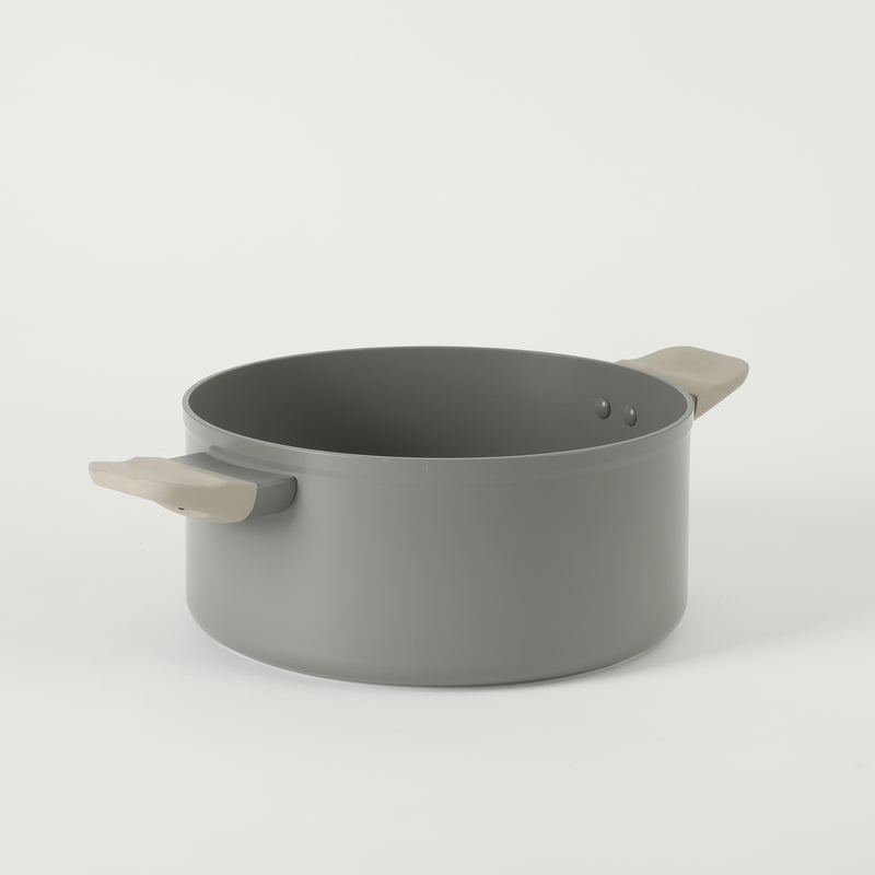 Oster Ambrose 5qt Forged Aluminum Dutch Oven w/ Silicone Rim Glass Lid - Taupe - Nonstick Interior - Induction Base - Soft Touch Handle - Color Sleeve