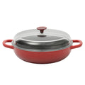 Crock-Pot Artisan Studio 4.8qt (12") Enamel Cast Iron Everyday Pan w/ Borosilicate Lid & Red Coated Knob - Gradient Red - Round - Gift Box w/ Remailer