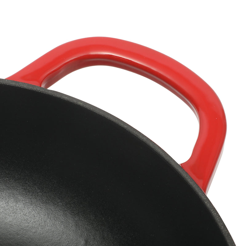 Crock-Pot Artisan Studio 4.8qt (12") Enamel Cast Iron Everyday Pan w/ Borosilicate Lid & Red Coated Knob - Gradient Red - Round - Gift Box w/ Remailer