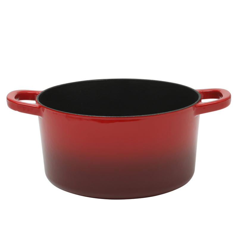 Crock-Pot Artisan Studio 7qt Enamel Cast Iron Dutch Oven w/ Borosilicate Lid & Red Coated Knob - Gradient Red - Round - Gift Box w/ Remailer