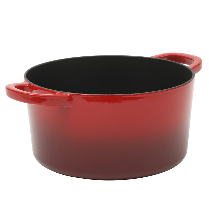 Crock-Pot Artisan Studio 7qt Enamel Cast Iron Dutch Oven w/ Borosilicate Lid & Red Coated Knob - Gradient Red - Round - Gift Box w/ Remailer