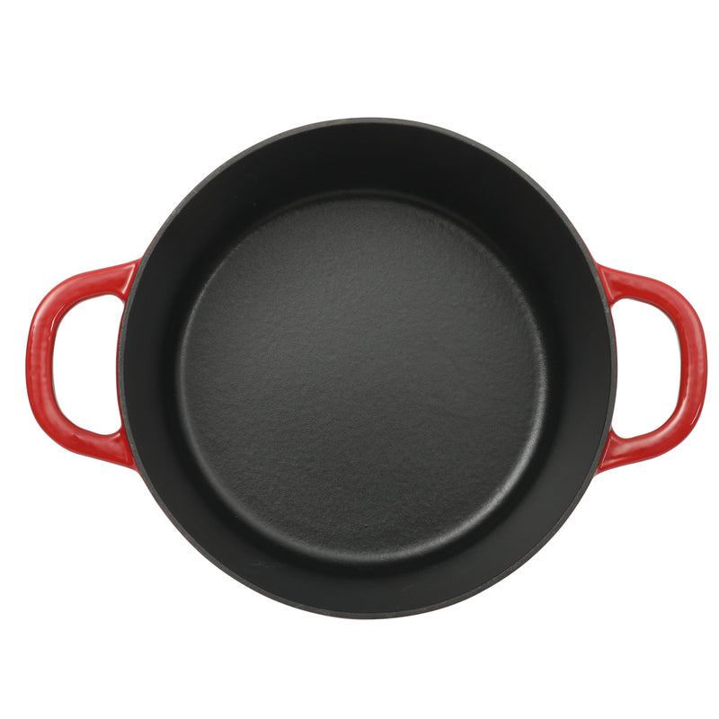 Crock-Pot Artisan Studio 7qt Enamel Cast Iron Dutch Oven w/ Borosilicate Lid & Red Coated Knob - Gradient Red - Round - Gift Box w/ Remailer