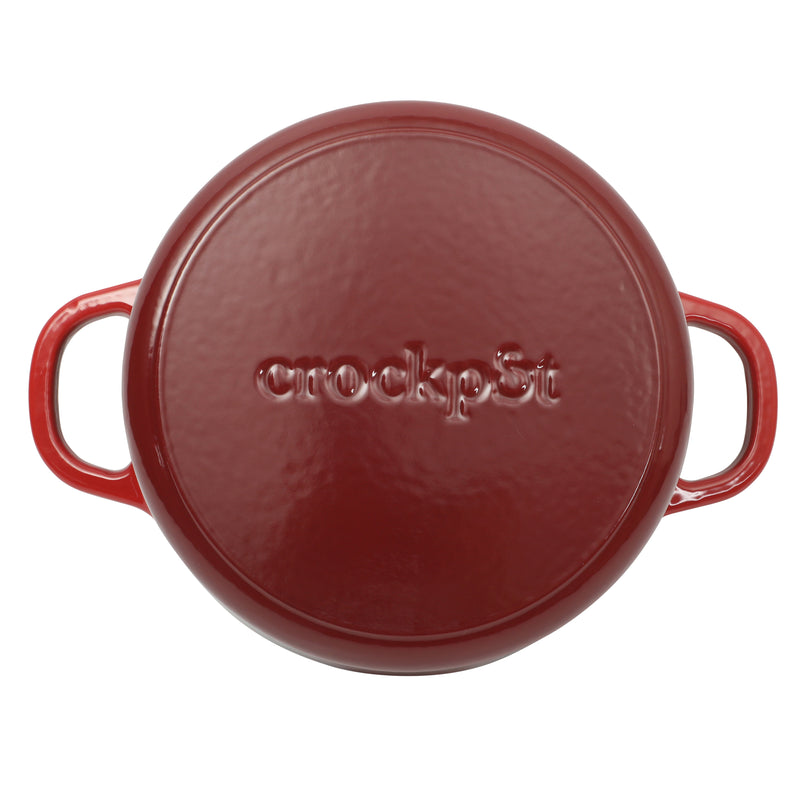 Crock-Pot Artisan Studio 7qt Enamel Cast Iron Dutch Oven w/ Borosilicate Lid & Red Coated Knob - Gradient Red - Round - Gift Box w/ Remailer