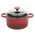 Crock-Pot Artisan Studio 7qt Enamel Cast Iron Dutch Oven w/ Borosilicate Lid & Red Coated Knob - Gradient Red - Round - Gift Box w/ Remailer