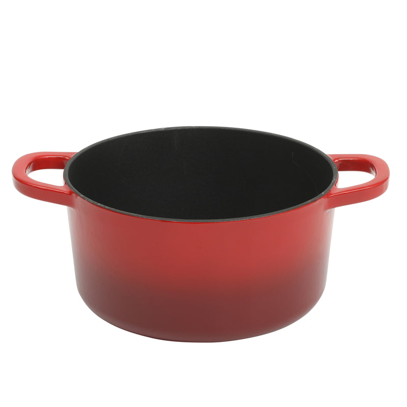 Crock-Pot Artisan 3 Qt Studio Enamel Cast Iron Dutch Oven w/ Borosilicate Lid & Red Coated Knob - Gradient Red - Round - Gift Box w/ Remailer