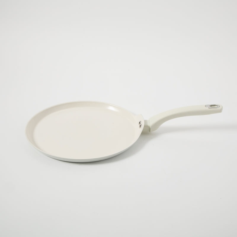 Martha Stewart Everyday Rexford 11" Forged Aluminum Pancake Pan - Ceramic Nonstick Interior - Induction Base - Soft Touch Handle - Color Label: Linen