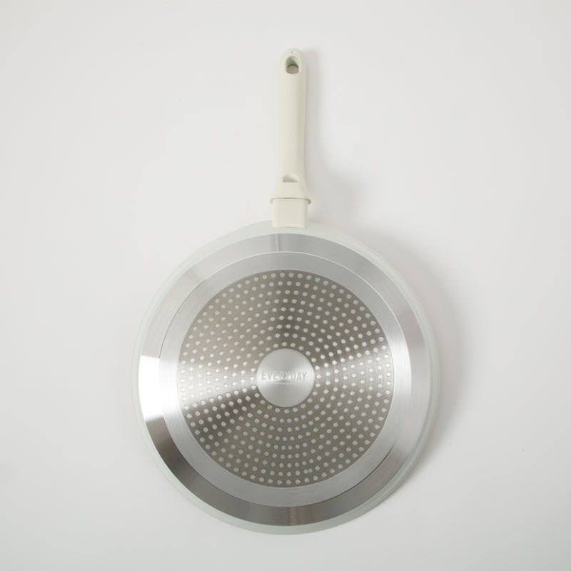 Martha Stewart Everyday Rexford 11" Forged Aluminum Pancake Pan - Ceramic Nonstick Interior - Induction Base - Soft Touch Handle - Color Label: Linen