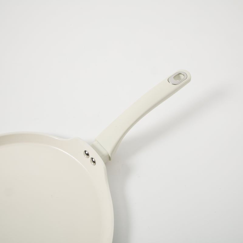Martha Stewart Everyday Rexford 11" Forged Aluminum Pancake Pan - Ceramic Nonstick Interior - Induction Base - Soft Touch Handle - Color Label: Linen