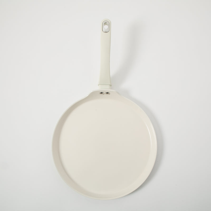 Martha Stewart Everyday Rexford 11" Forged Aluminum Pancake Pan - Ceramic Nonstick Interior - Induction Base - Soft Touch Handle - Color Label: Linen