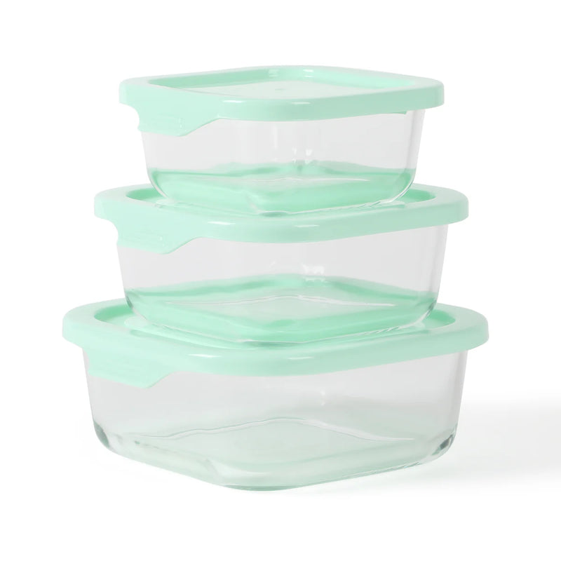 Martha Stewart Hadsell 6pc Borosilicate Glass Storage Container Set w/ PP Pop Lids - Martha Blue / Clear - Gift Box