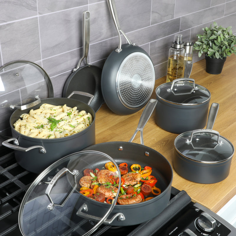 Babish 10pc Hard Anodized Aluminum Cookware Set - Nonstick Interior - Gift Box w/ Remailer