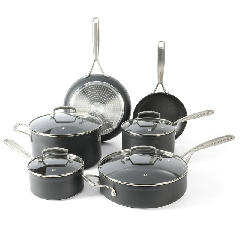Babish 10pc Hard Anodized Aluminum Cookware Set - Nonstick Interior - Gift Box w/ Remailer