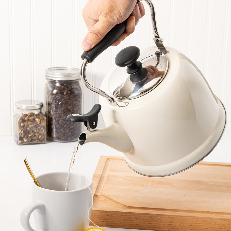 Martha Stewart Everyday Lily Pond 2.2qt Stainless Steel Tea Kettle w/ Lid - Nylon Handle - Encapsulated Base - Color Sleeve