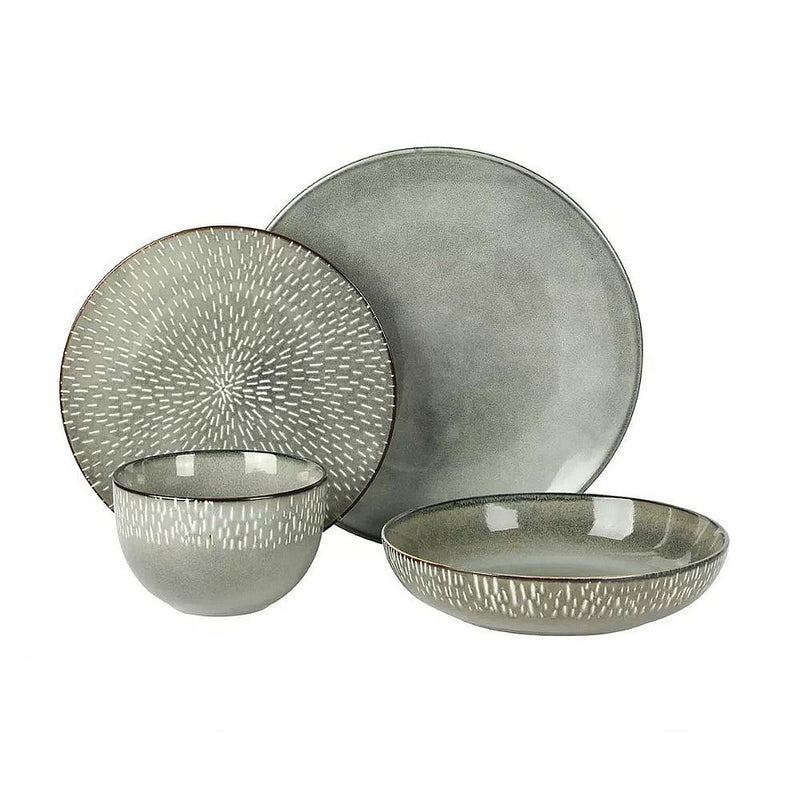Gibson Elite Matisse 16pc Double Bowl Dinnerware Set - Reactive - Stoneware - Gift Box