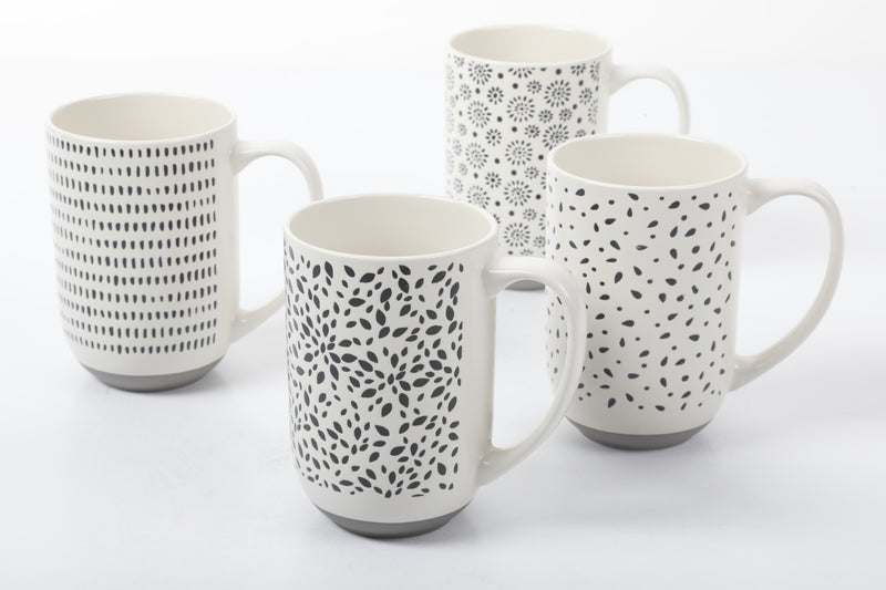 Mr. Coffee Dutton Springs 19oz Mug - 4 Assorted Designs - Wax Relief - White - Stoneware - U-Label