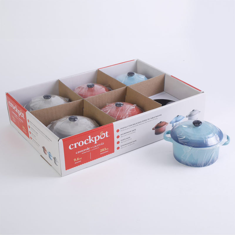 Crock-Pot Pembury 9.6oz Casserole w/ Lid in PDQ - 3 Assorted Colors - Solid Color - Stoneware - PDQ