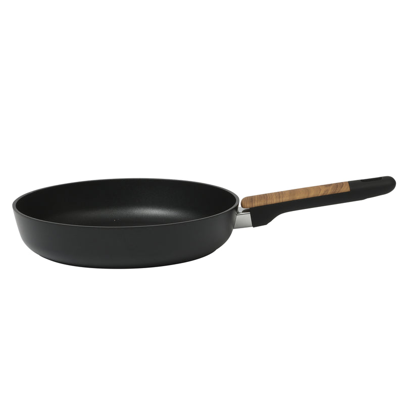 Oster Oxburg 10" Aluminum Frying Pan - Matte Black - Nonstick Interior - Induction Base - Black 2 Tone Soft Touch Wooden Handle - Color Sleeve