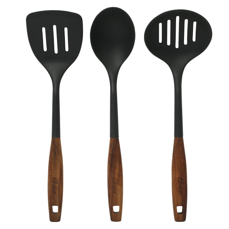 Oster Oxburg 14pc Aluminum Cookware Combo Set - Matte Black - Nonstick Interior - Induction Base - Black 2 Tone Soft Touch Wooden Handle - Gift Box w/ Remailer