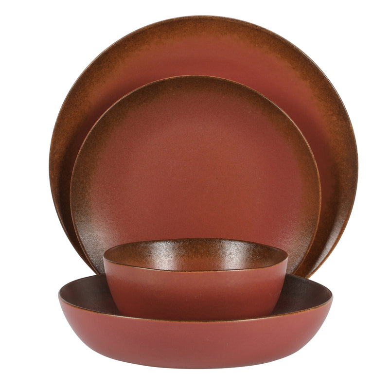 Bloomhouse Palermo Sun 16pc Dinnerware Set - Reactive Glaze - Stoneware - Gift Box w/ Remailer: Agrave / Cardamom / Paprika