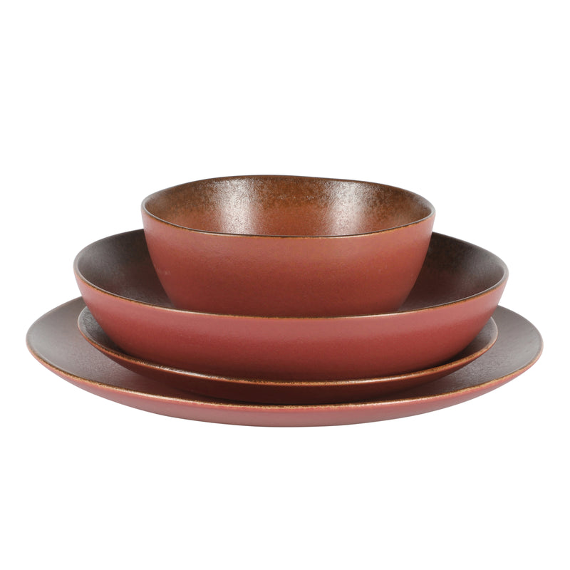 Bloomhouse Palermo Sun 16pc Dinnerware Set - Reactive Glaze - Stoneware - Gift Box w/ Remailer: Agrave / Cardamom / Paprika