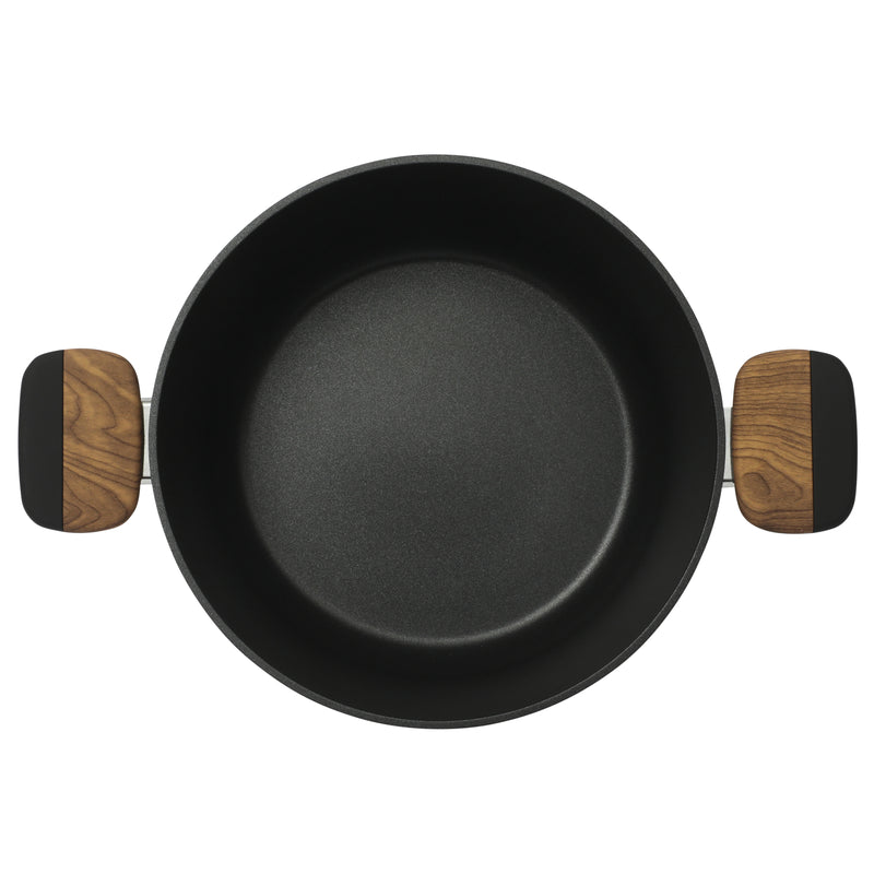 Oster Oxburg 14pc Aluminum Cookware Combo Set - Matte Black - Nonstick Interior - Induction Base - Black 2 Tone Soft Touch Wooden Handle - Gift Box w/ Remailer
