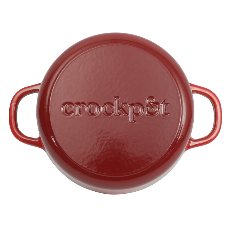 Crock-Pot Artisan 3 Qt Studio Enamel Cast Iron Dutch Oven w/ Borosilicate Lid & Red Coated Knob - Gradient Red - Round - Gift Box w/ Remailer