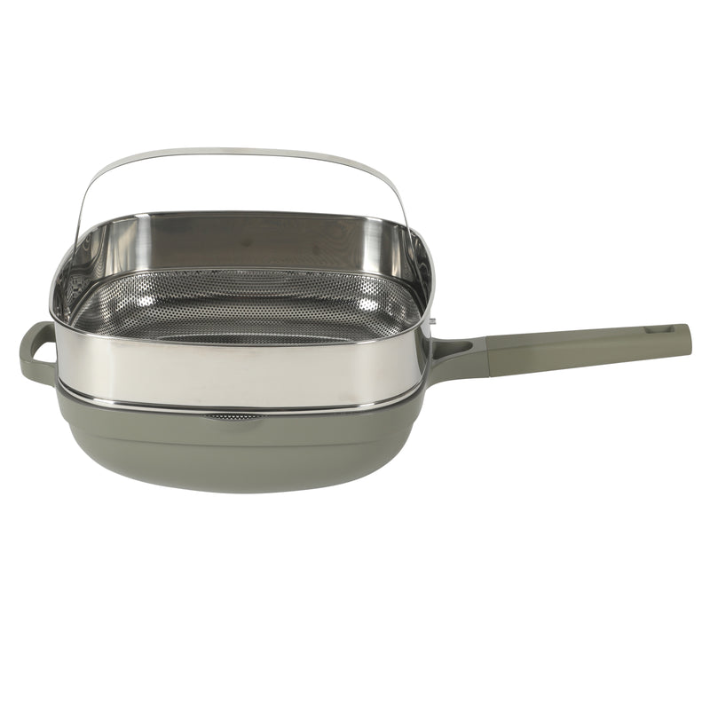 Crock-Pot Northvale 5.3qt Cast Aluminum Sauté Pan w/ Steamer & Lid - Square - Nonstick Ceramic Int - Induction - Soft Touch Handle - GBX