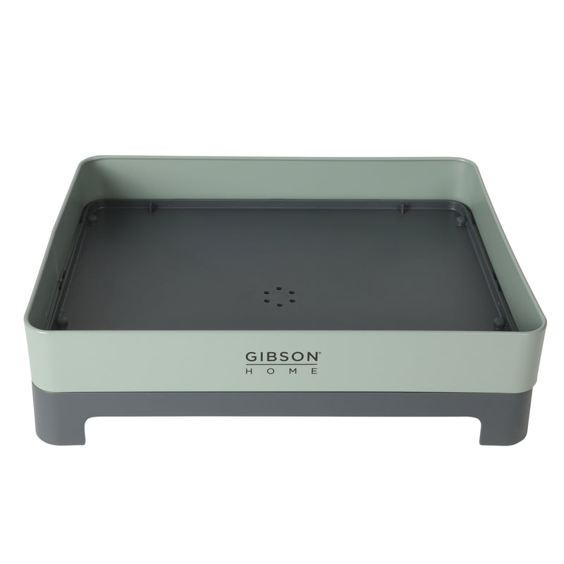 Gibson Home Stainless Steel - 16.3 in L (including the drip water 19.3in) Dish Rack - Galvanized Board w/ Powder Coat - Silk Logo Print - Color Sleeve w/ Remailer
