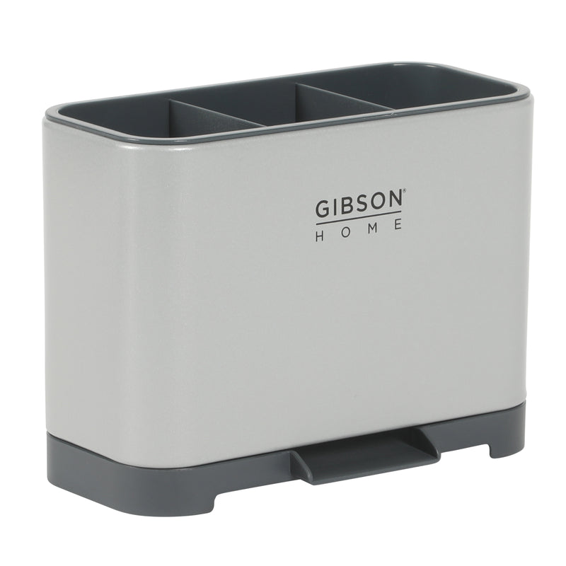 Gibson Home Ledgebrook - 7.04 IN L X 3.74 IN W X 5.3 IN H Sink Caddy  - Metal Panel / PP Base / ABS Cover / Powder Coat Tray - Silk Logo Print - SS - Gift Box w/ Remailer