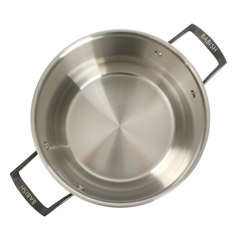 Babish 8qt Triply Stainless Steel Stockpot w/ Glass Lid & Black PVD Handle - Color Sleeve w/ Remailer