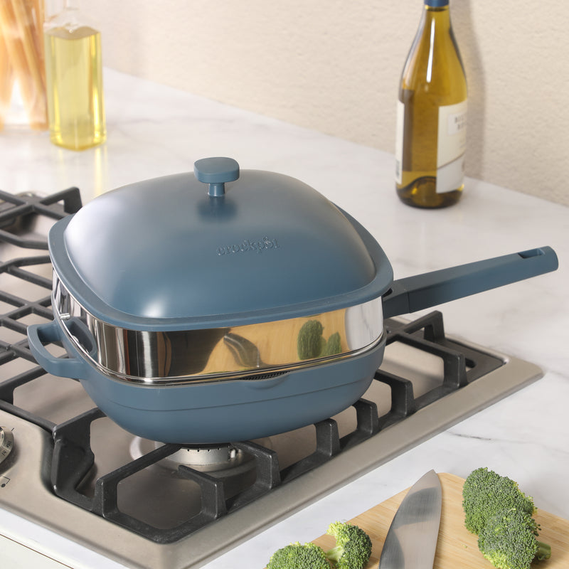 Crock-Pot Northvale 5.3qt Cast Aluminum Sauté Pan w/ Steamer & Lid - Square - Nonstick Ceramic Int - Induction - Soft Touch Handle - GBX