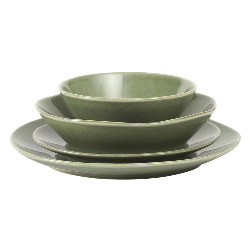 Bloomhouse Montecito Breeze 16pc Double Bowl Dinnerware Set - Reactive Glaze - Stoneware - Gift Box w/ Remailer