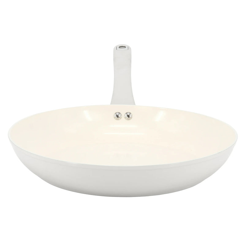 Martha Stewart Everyday Rexford 8" Forged Aluminum Frying Pan - Ceramic Nonstick Interior - Induction Base - Soft Touch Handle - Color Label : Linen