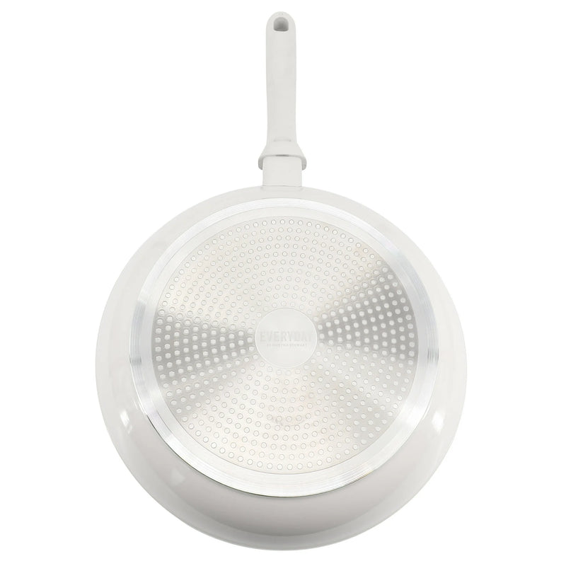 Martha Stewart Everyday Rexford 8" Forged Aluminum Frying Pan - Ceramic Nonstick Interior - Induction Base - Soft Touch Handle - Color Label : Linen